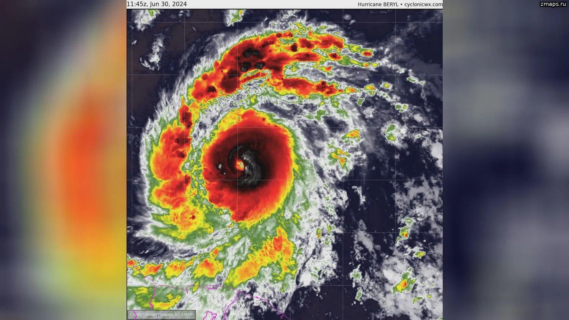 Ураган «Берил» в Атлантическом океане усилился до пятой категории