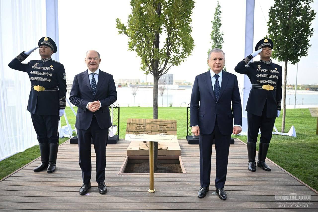 The President of Uzbekistan and the Chancellor of Germany planted a tree